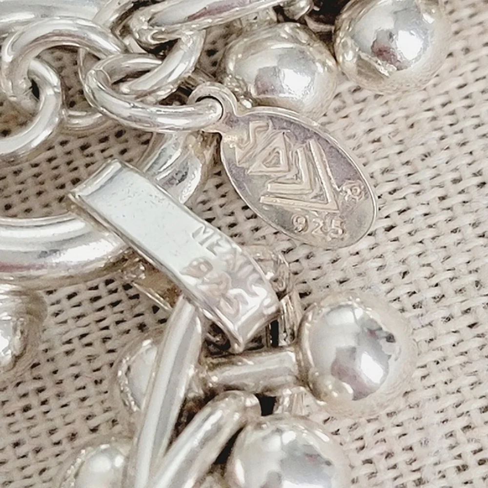 VINTAGE RARE Silpada DNA Mexico Ball Link Sterling Silver Toggle Bracelet - Picture 4 of 5